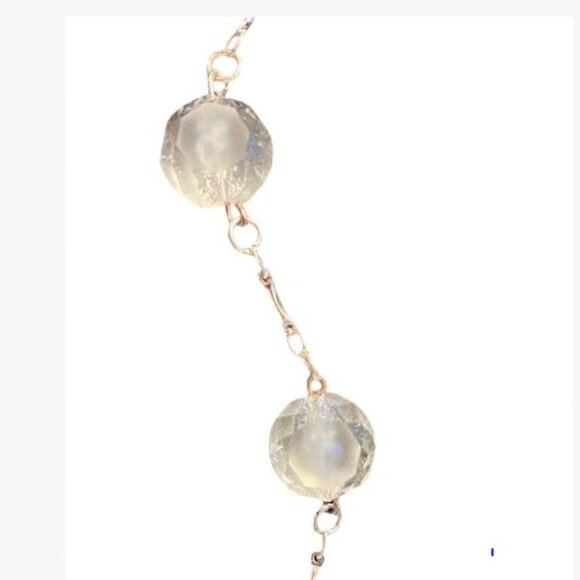 Handcrafted Crystaline Bead and Silver-Tone Chain Bracelet with Rhinestone Charm - Picture 6 of 11